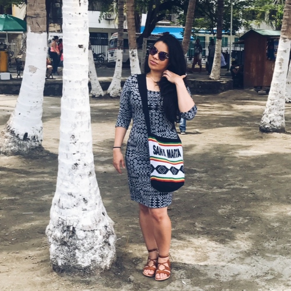 Gray tribal print midi dress